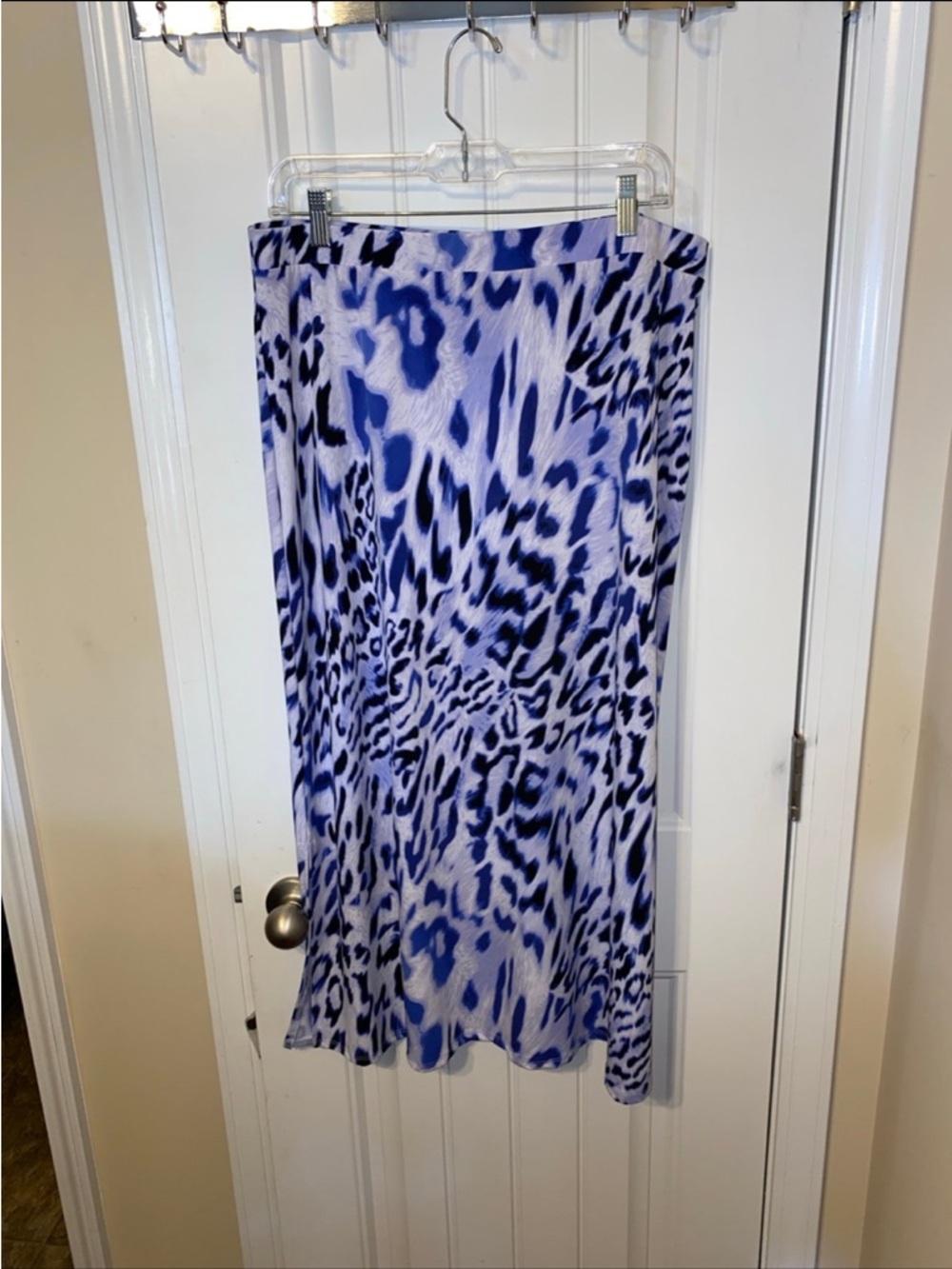 Chico's Blue and White Animal-Print Midi Skirt